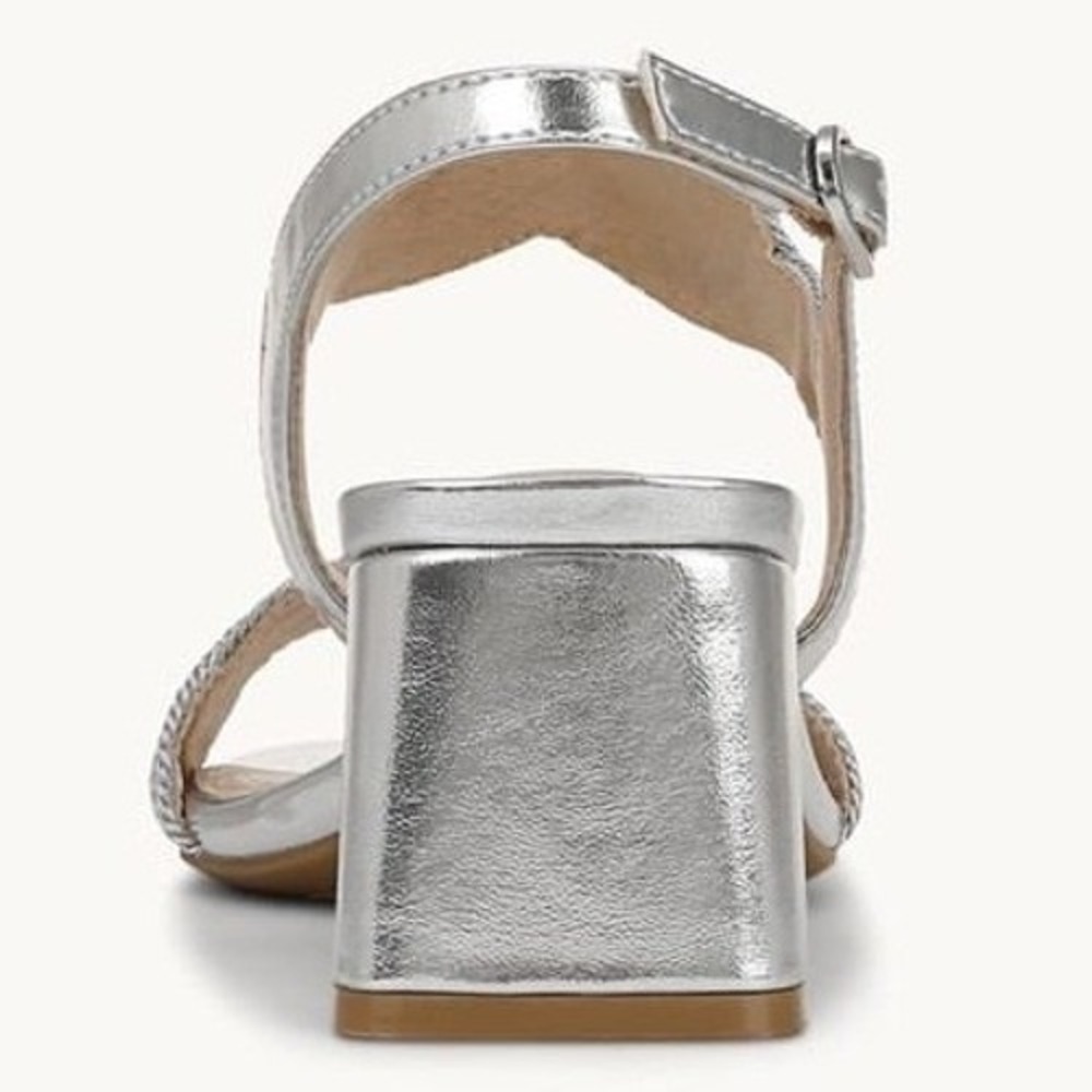 LifeStride Charnelle Silver Metallic Block Heel Slingback Dress Sandal Sz 7.5 M - Picture 8 of 12